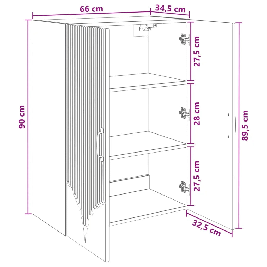 Mobiletto a muro Nero 66 x 34,5 x 90 cm Legno ingegnerizzato 898906