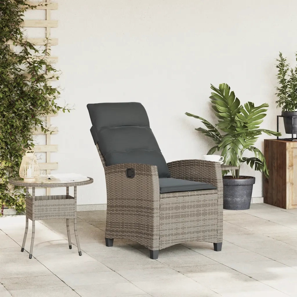 Sedia Reclinabile da Giardino con Tavolino Grigio Polyrattan 4108271
