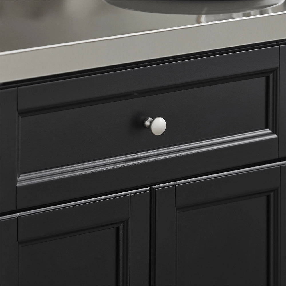SoBuy | Isola cucina pieghevole nera | Carrello da cucina a 4 ruote | Cucina a penisola con 4 ante | 115.0x71.0x92.5 cm | Capacità di carico 78 kg | FKW71-II-SCH
