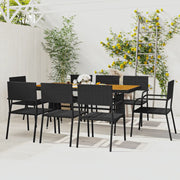 Set da Pranzo per Esterni 9 pz in Polyrattan Nero cod mxl 35250