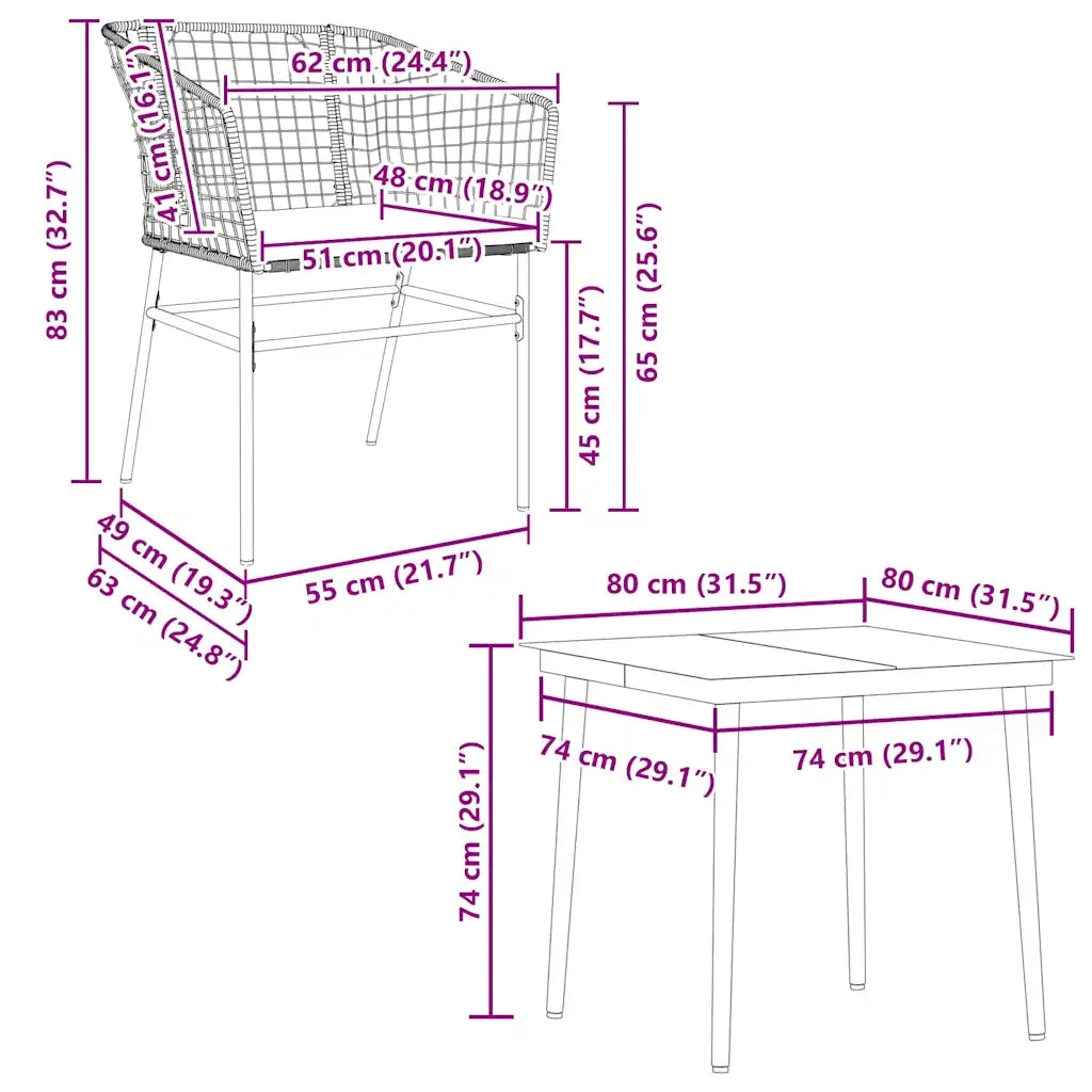 vidaXL Set da Pranzo da Giardino 5pz con Cuscini Polyrattan Vetro