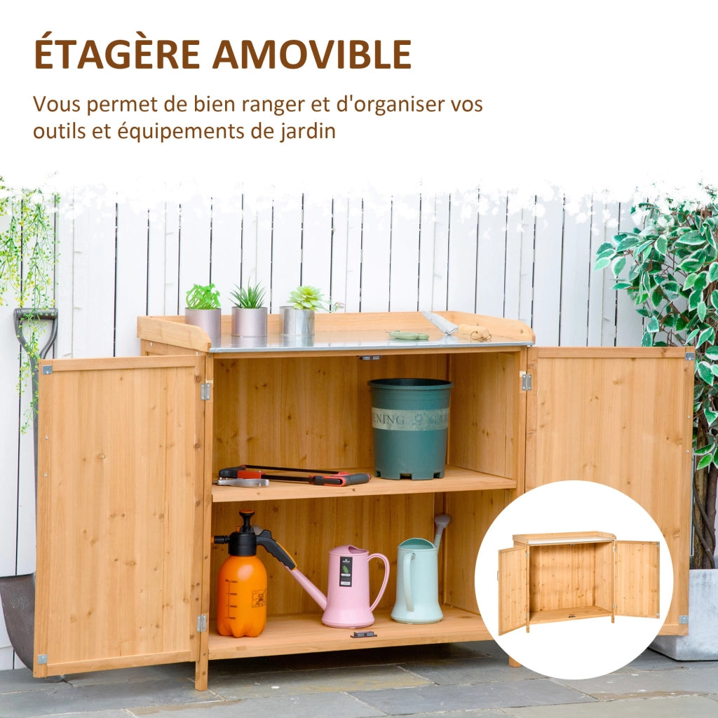 Tavolo da giardinaggio con ripiano e armadio ¨C zephmum ¨C legno di cedro, grigio, 120x60x80