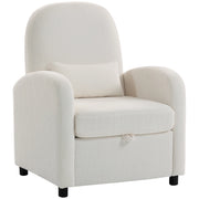 Poltrona Moderna con Cuscino e Spazio Contenitore ¨C Zephmum ¨C Rivestimento in Pile Teddy Crema 76x77x95 cm