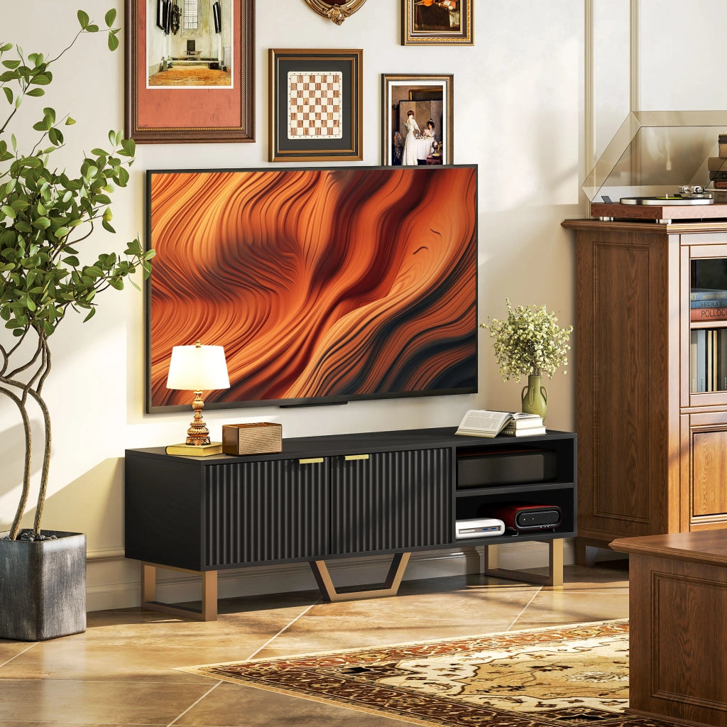 Mobile TV con ante e vano aperto ¨C Xylo ¨C Legno nero fino a 70 pollici