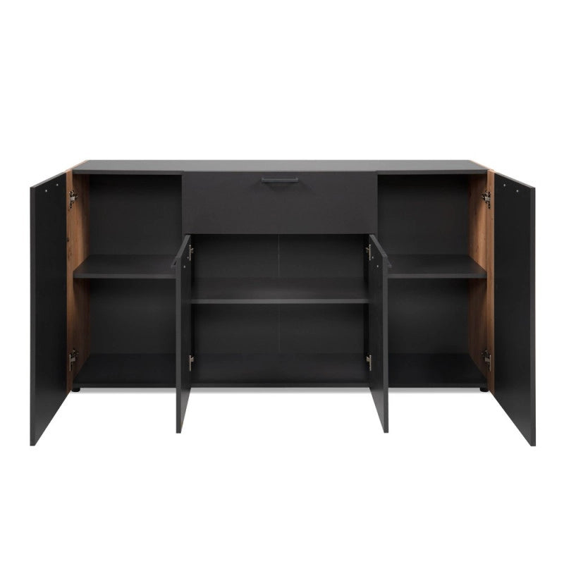 Madia Cento 51A con 4 ante e 1 cassetto colore antracite e laterali legno rovere artisan