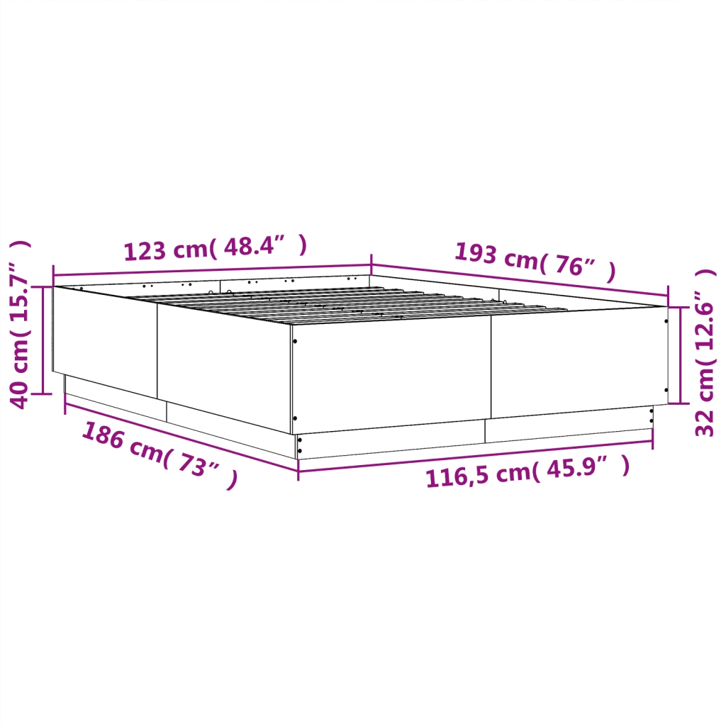 Giroletto-Struttura Letto Grigio Sonoma 120x190 cm in Legno Multistrato 223724