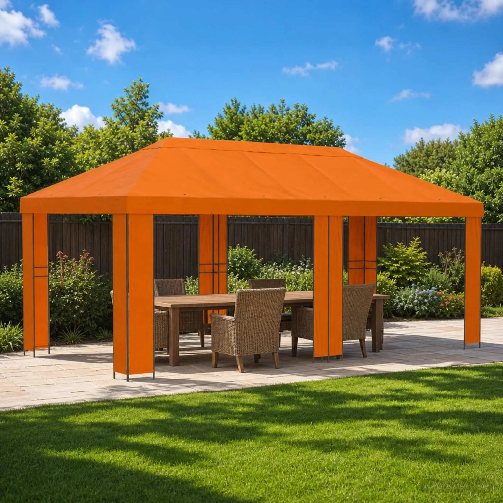 Gazebo da giardino 6 x 3 m Arancione Poliestere e Acciaio 190 3376015