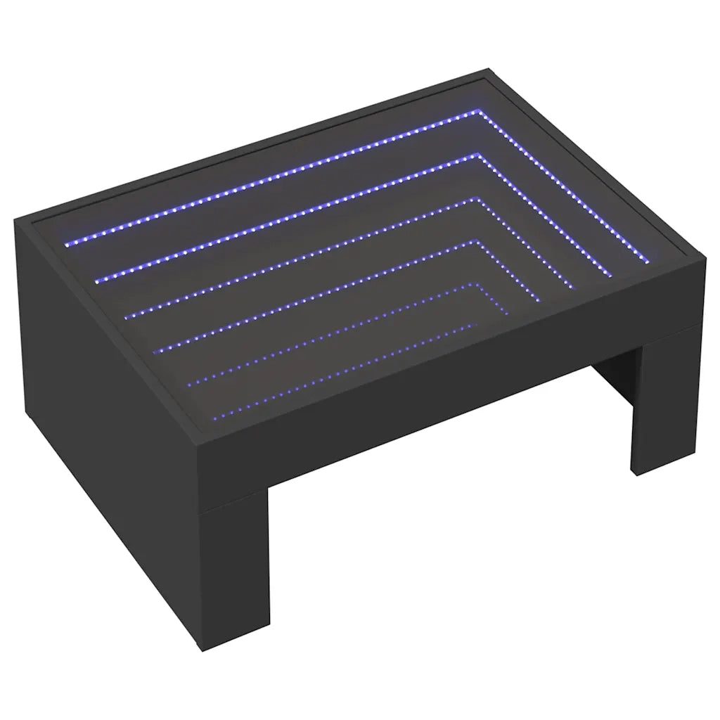 Tavolino da Salotto con LED Infinity-Tavolino da soggiorno Nero 70x50x30 cm
