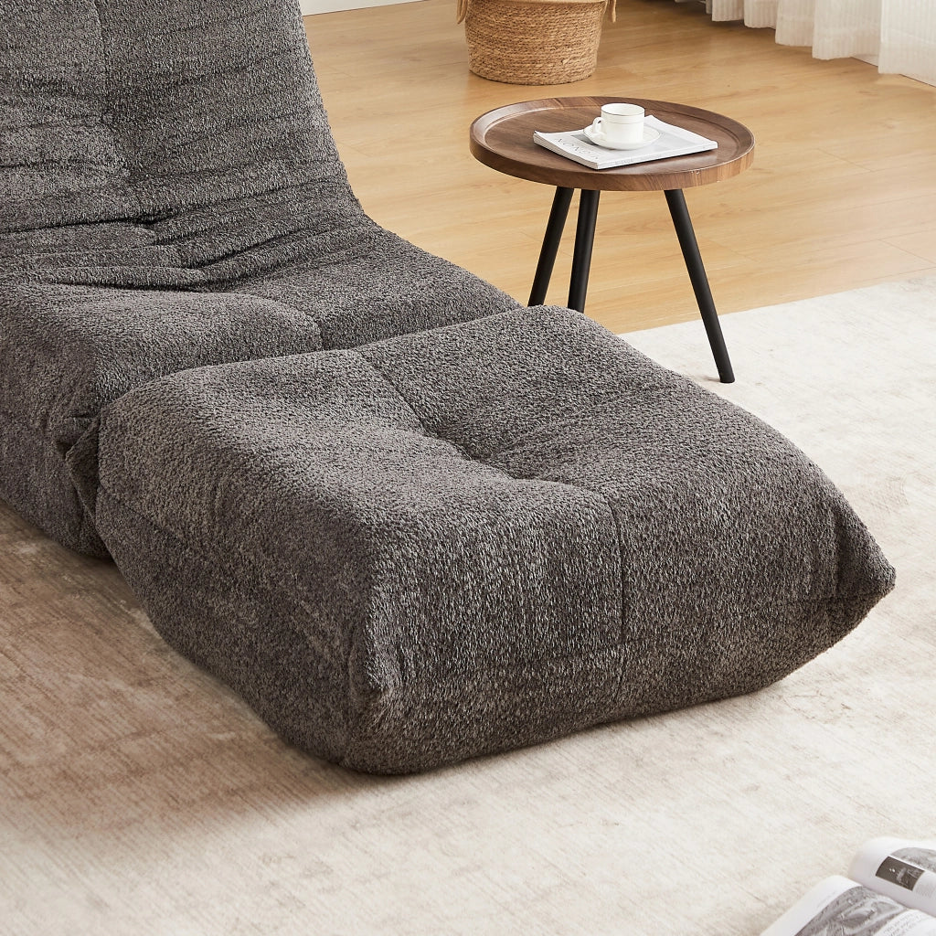 Poggiapiedi Divano Chenille ¨C MINIMAL ¨C Tessuto, Beige