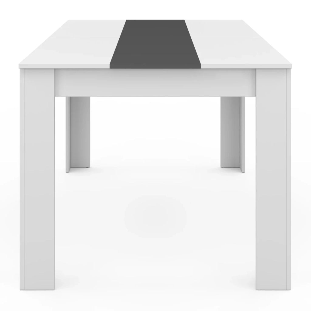 IDMarket - Tavolo da pranzo GEORGIA 140 cm bianco e grigio e 6 sedie ROMANE grigie con bordo bianco