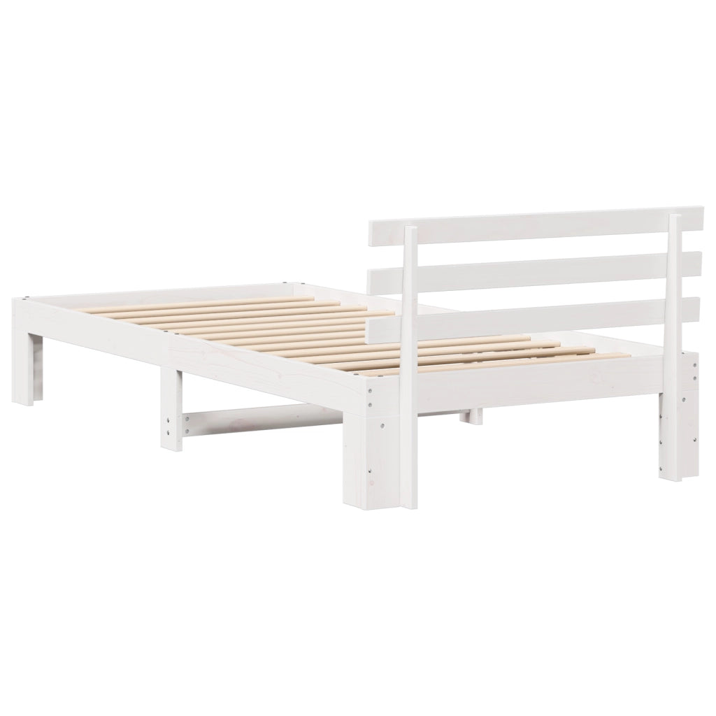 Struttura Letto in Legno Bianca Legno 100 x 200 cm Minimalista