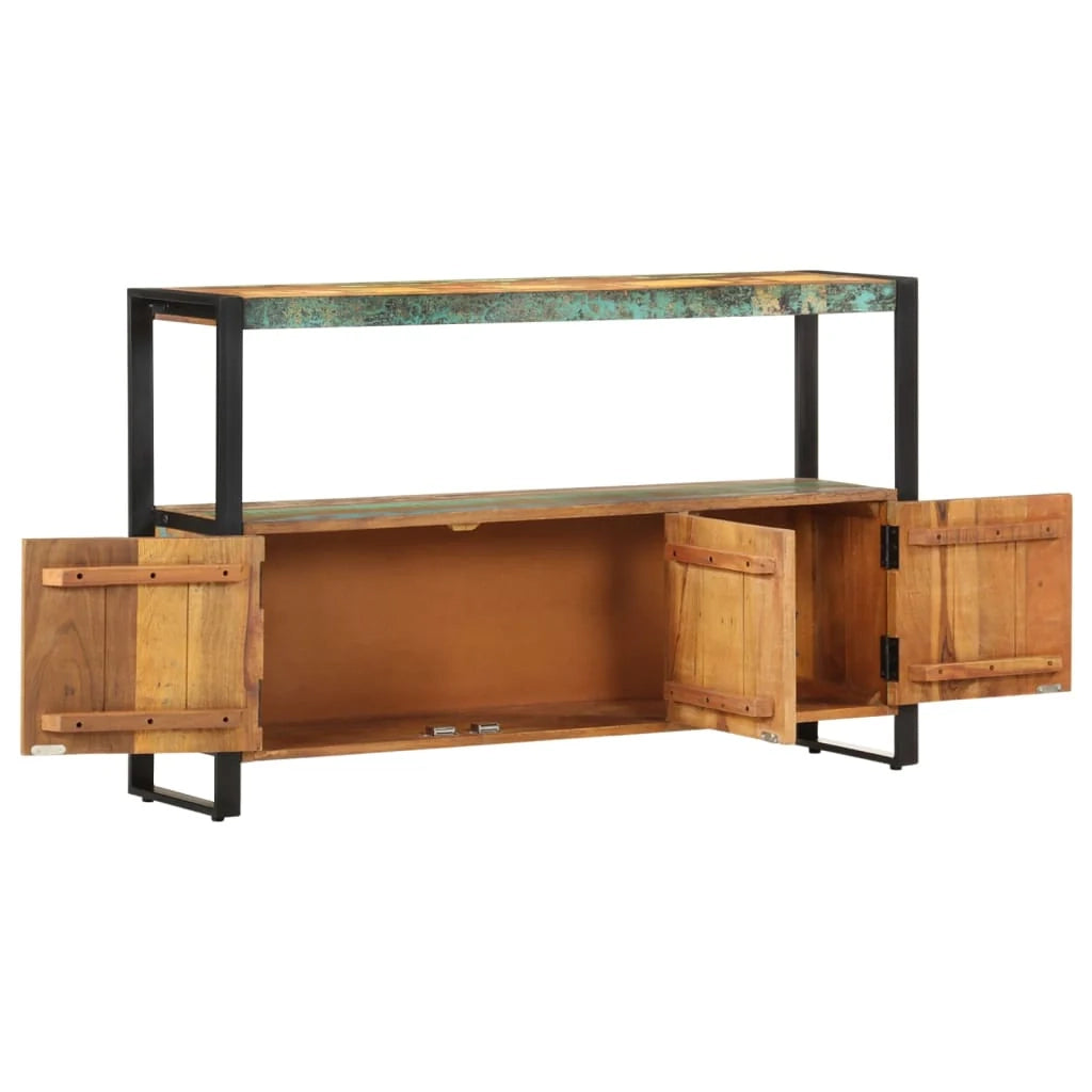 Buffet credenza cassettiera armadio mobile contenitore organizer per cucina soggiorno salotto 120 x 30 x 75 cm legno massello di recupero marrone 02_0029539