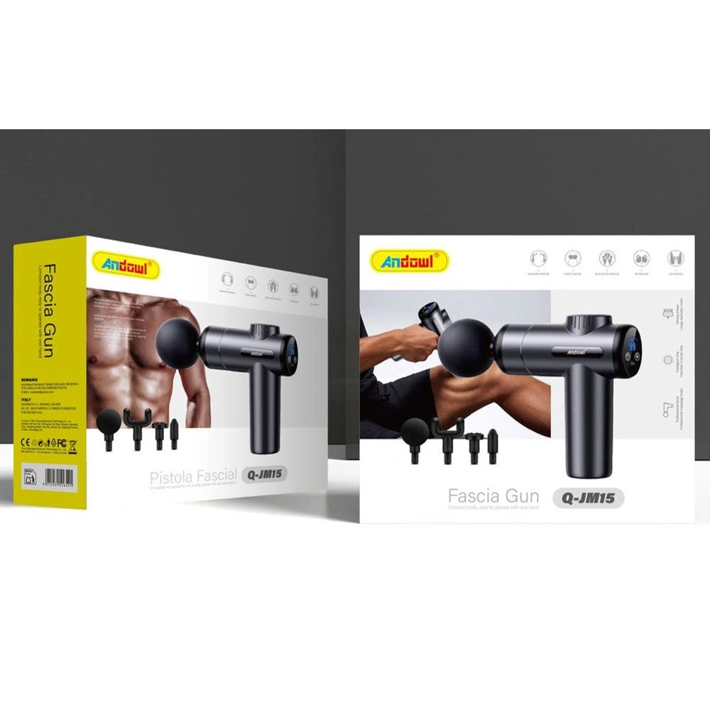 Trade Shop - Pistola Per Massaggio Muscolare Q-jm15 Con Display Lcd Testine Massaggianti Intercambiabili -