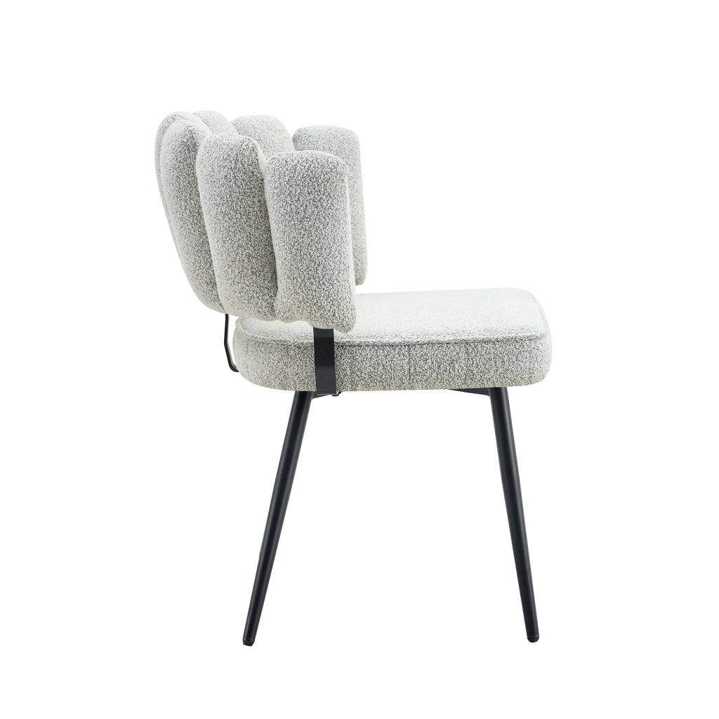 Set Tavolo Rotondo e Sedie da Pranzo ¨C Xylo ¨C Piano MDF, Gambe Metallo Nero, Tessuto Grigio Chiaro