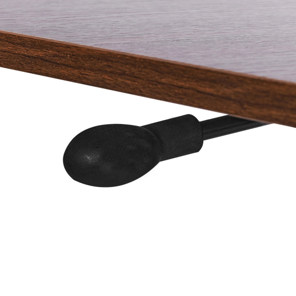 Scrivania regolabile manualmente per laptop in legno scuro e nero 65 x 48 cm con struttura in acciaio verniciato a polvere
