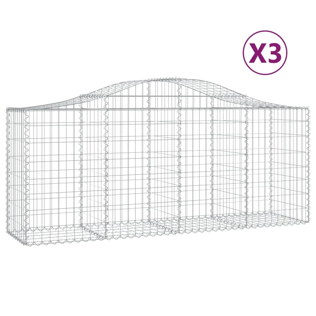 Cesti Gabbioni ad Arco 3 pz 200x50x80/100 cm Ferro Zincato 3145620