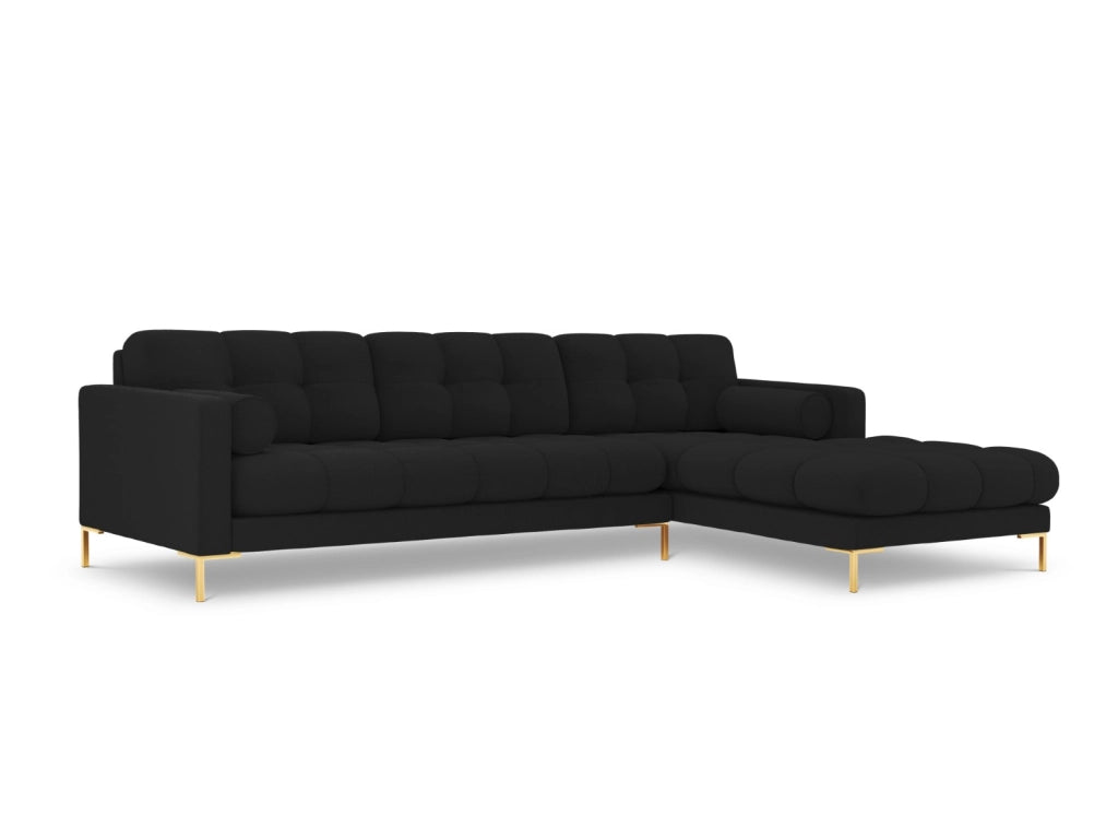 Cosmopolitan Design - Divano angolare destro "Bali" 5 posti in tessuto strutturato nero 