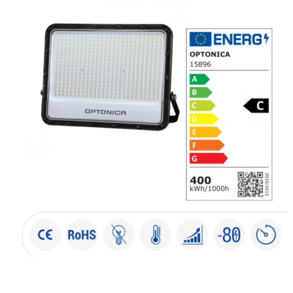 Proiettore led smd corpo nero ip65 400 watt clip luminoso luce naturale 4000k