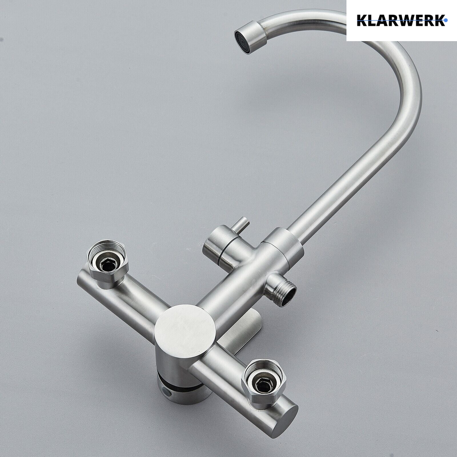 JULIE | rubinetto miscelatore da parete catering argento | professionale da cucina in acciaio inox con doccetta | ristorante da parete bocca alta