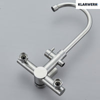 JULIE | rubinetto miscelatore da parete catering argento | professionale da cucina in acciaio inox con doccetta | ristorante da parete bocca alta