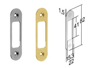 CONTROPIASTRA REGOLABILE G188 BORDO TONDO PER SERRATURA BITTER- - mm.82x22 bordo tondo cromo opaco - 5 pezzi BONAITI