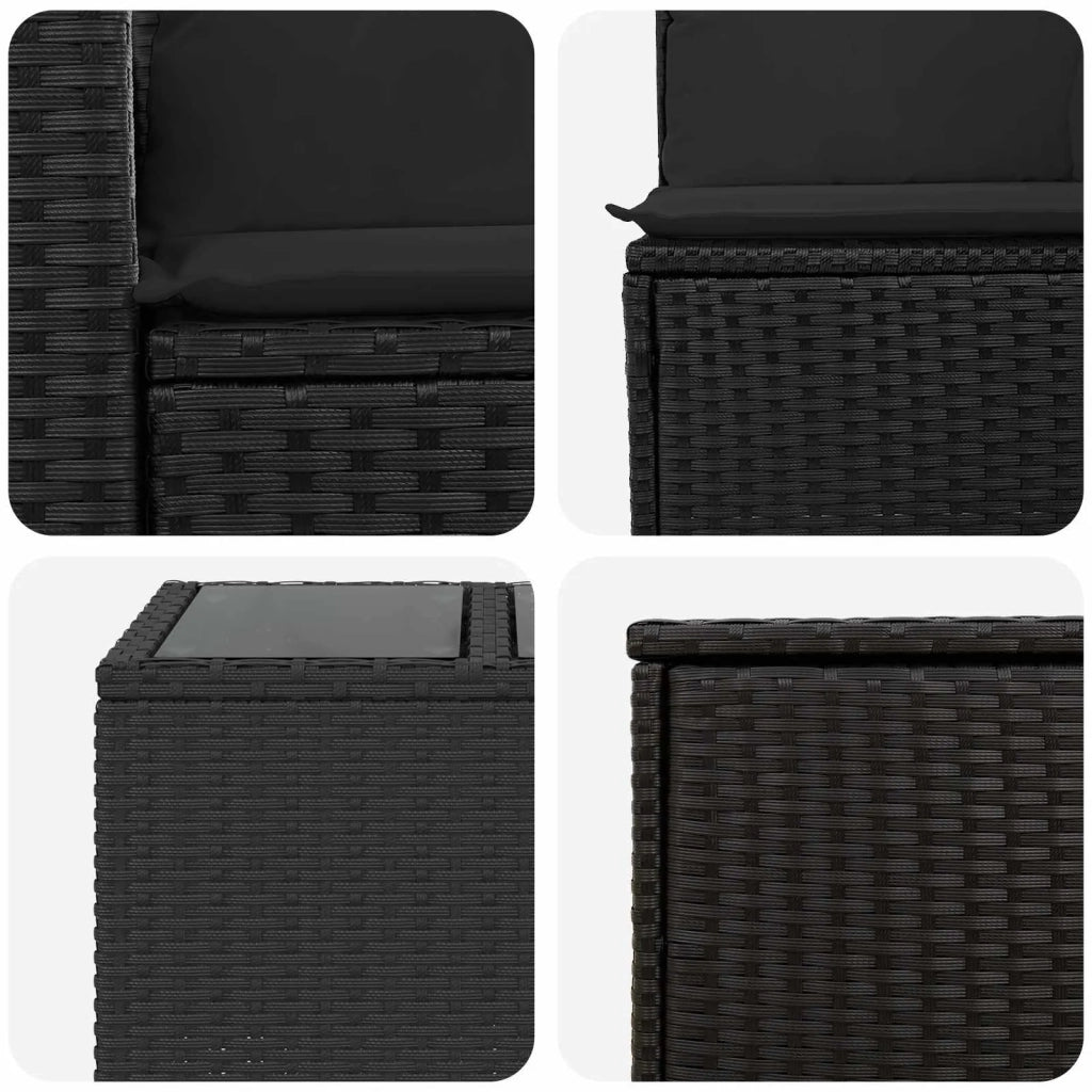 Set di divani 6 pz Nero Rattan sintetico e Acciaio 3447553