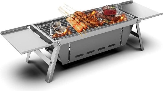 Barbecue Opvougbile Portatile con Griglia a Carbone per Picnic Campeggio e Viaggi