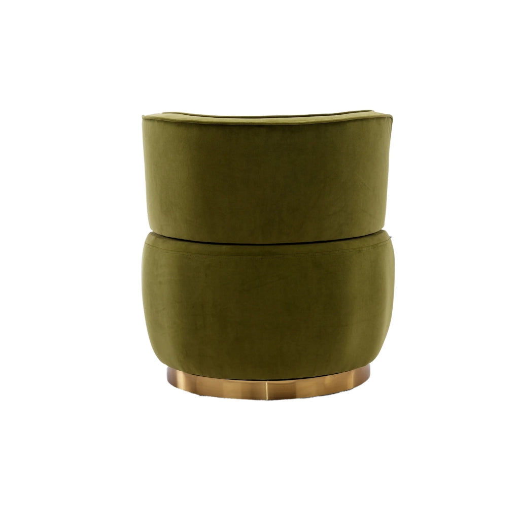 Poltrona girevole a 360° in velluto verde oliva; con schienale ergonomico; 62;5 x 62 x 69;5 cm