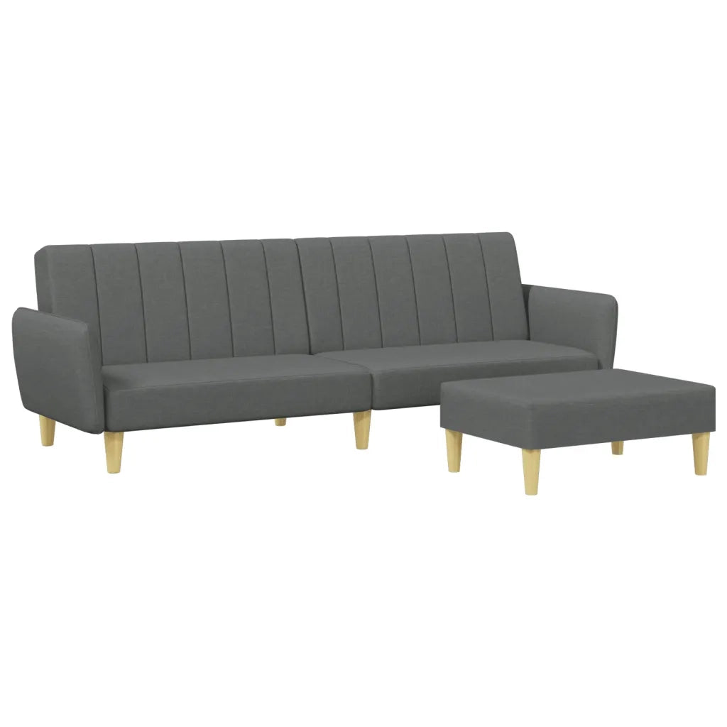 Divano Letto 2 Posti con Poggiapiedi-Sofa Letto 2 Posti-Daybed Grigio Scuro in Tessuto 853607