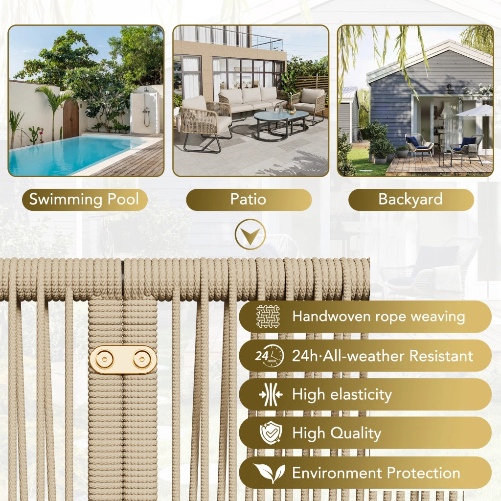 Set Lounge da Giardino 5 Pezzi con Cuscini ¨C MINIMAL ¨C Rattan/Vetro, Beige
