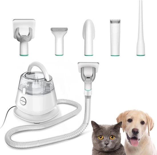 Tondeuse per cani con aspiratore e secco - Incluso set di 5 accessori per la cura