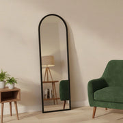 Specchio Artus, Specchiera, Articolo d'arredo a muro, Decorazione con specchio, 50x2h160 cm, Nero