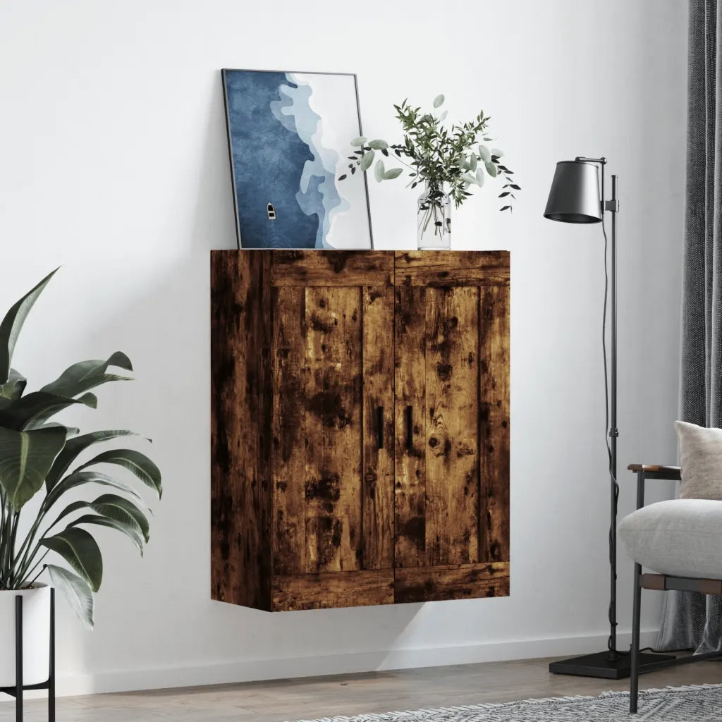 Armadietto a Muro | Mobile a Parete Rovere Fumo 69,5x34x90 cm in Legno Multistrato