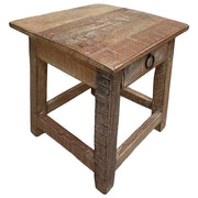 Sgabello con cassetto in legno con finitura artigianale marrone 25x25x29 h cm