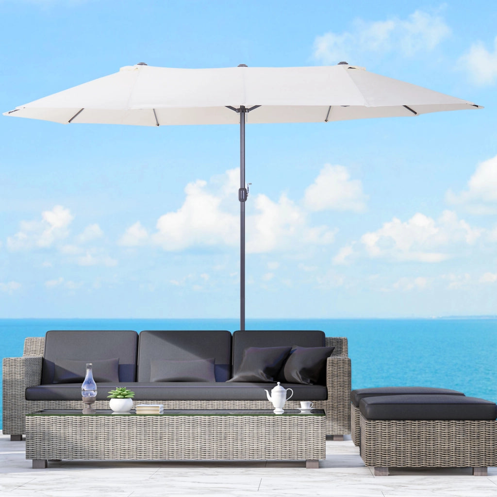 Ombrellone da Giardino con Manovella ¨C zephmum ¨C 460x270x240 cm Beige