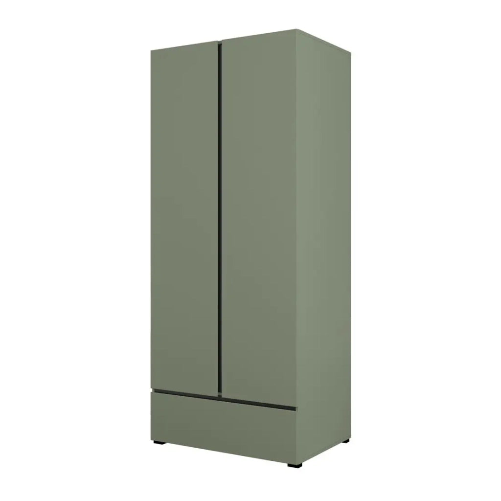 Armadio HAVANA 90 cm – 2 ante + 1 cassetto – Color salvia verde e nero – Design moderno e compatto