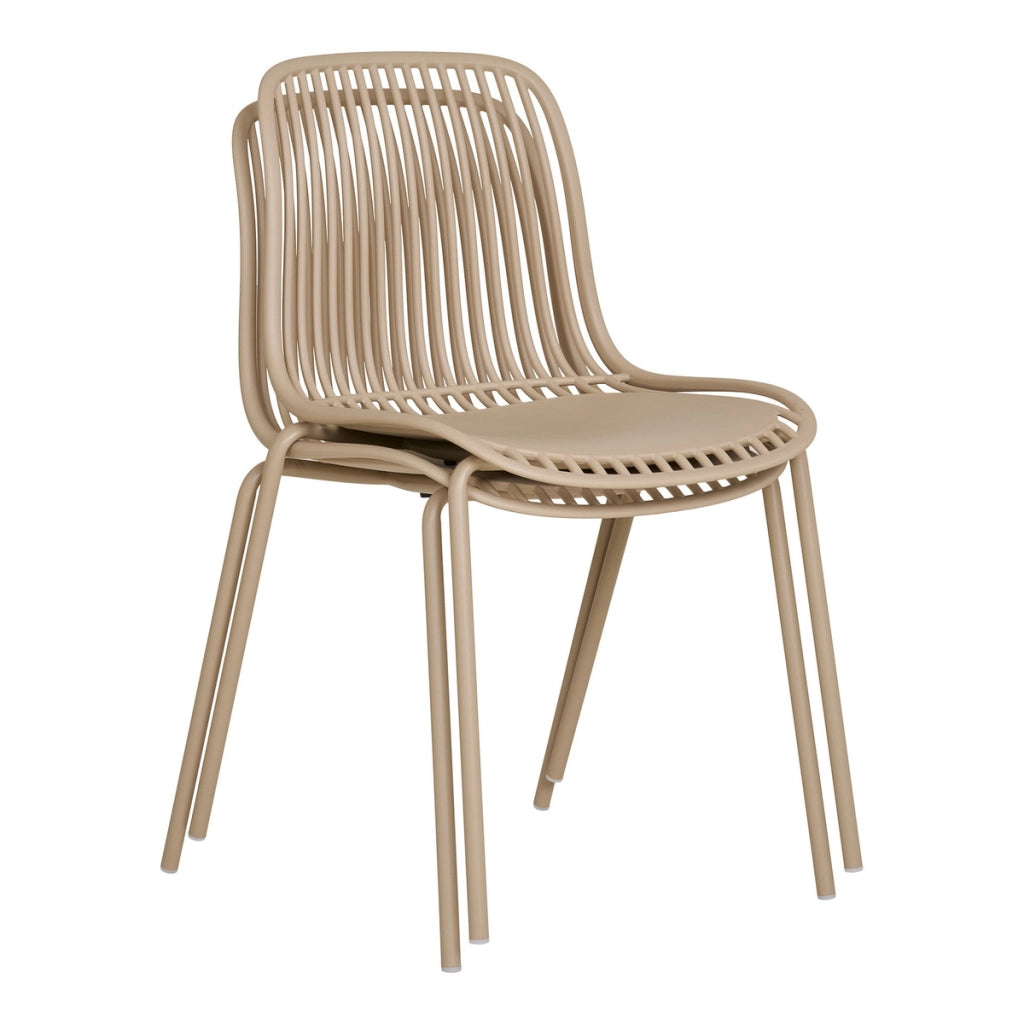 Set di 4 Sedie da Giardino Branson, Beige, Plastica, 55x46,5x82 cm