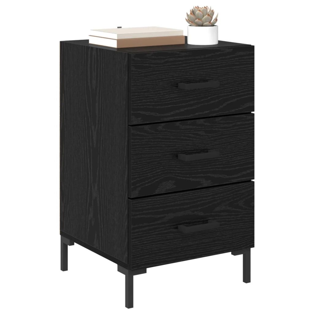 Armadio da Notte Rovere Nero 40 x 40 x 66 cm Legno multistrato