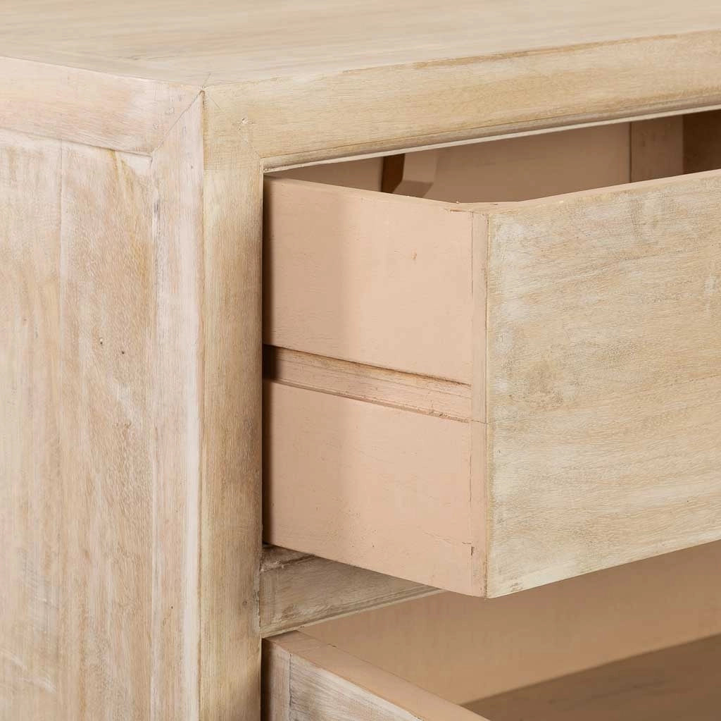 Credenza in legno beige con 2 ante e 2 cassetti, 120x40x88h cm