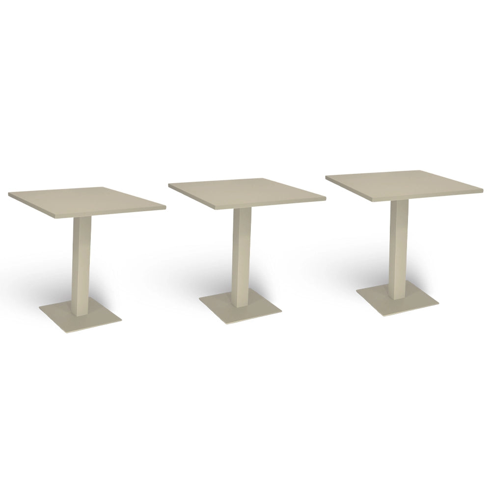 Tavolo da bar beige cm 70 x cm 70 con piano in alluminio verniciato x 3