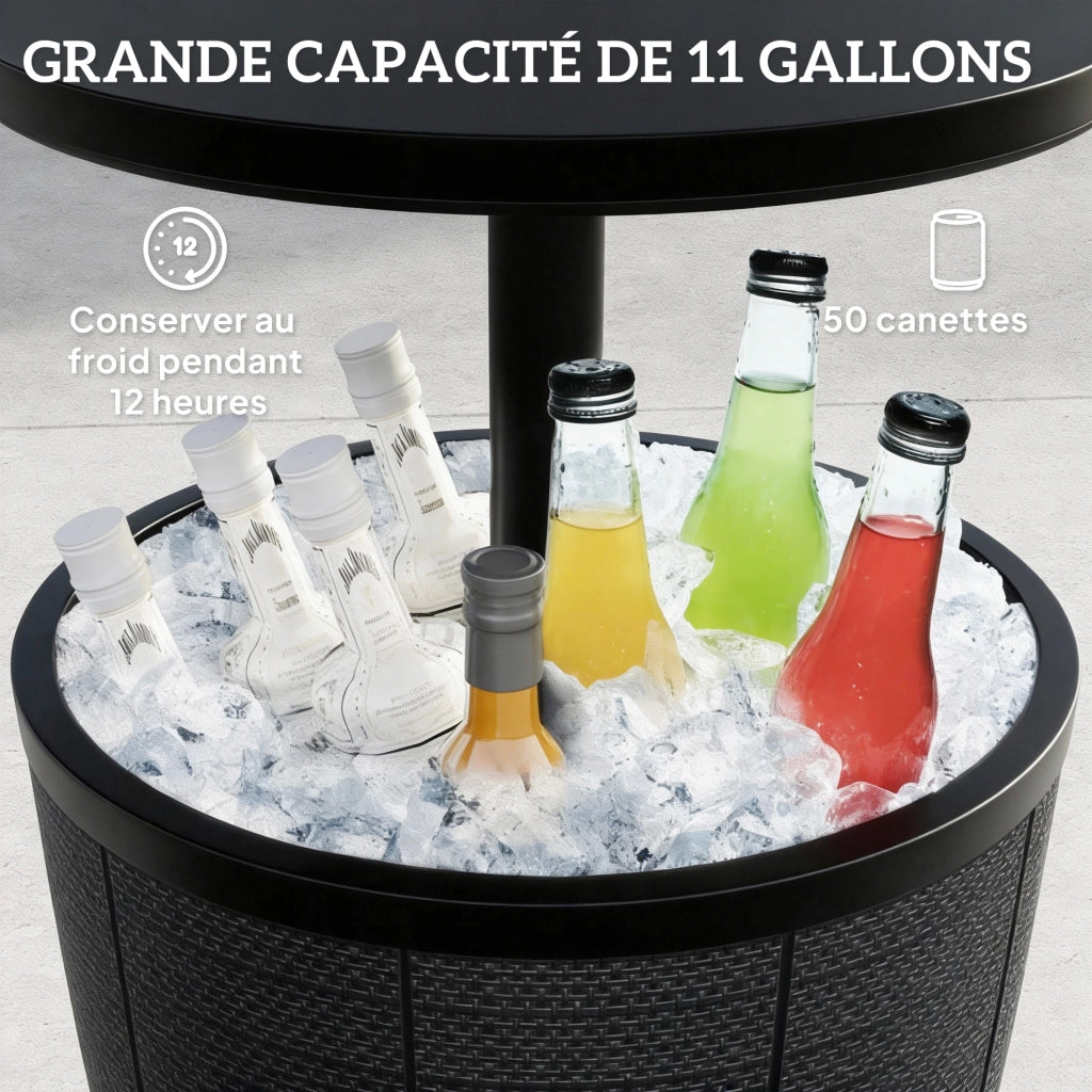 Tavolo da giardino con secco per ghiaccio ¨C zephmum ¨C nero, ?49x58-84cm