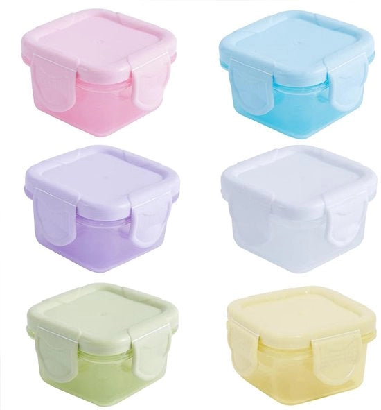 6 contenitori in plastica con coperchi, 60 ml, congelatori, contenitori per cibi, contenitori per insalate, contenitori per snack.