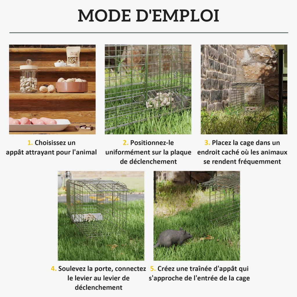 Gabbia per piccoli animali pieghevole 2 porte ¨C zephmum ¨C 66x24x30.5 cm grigio acciaio