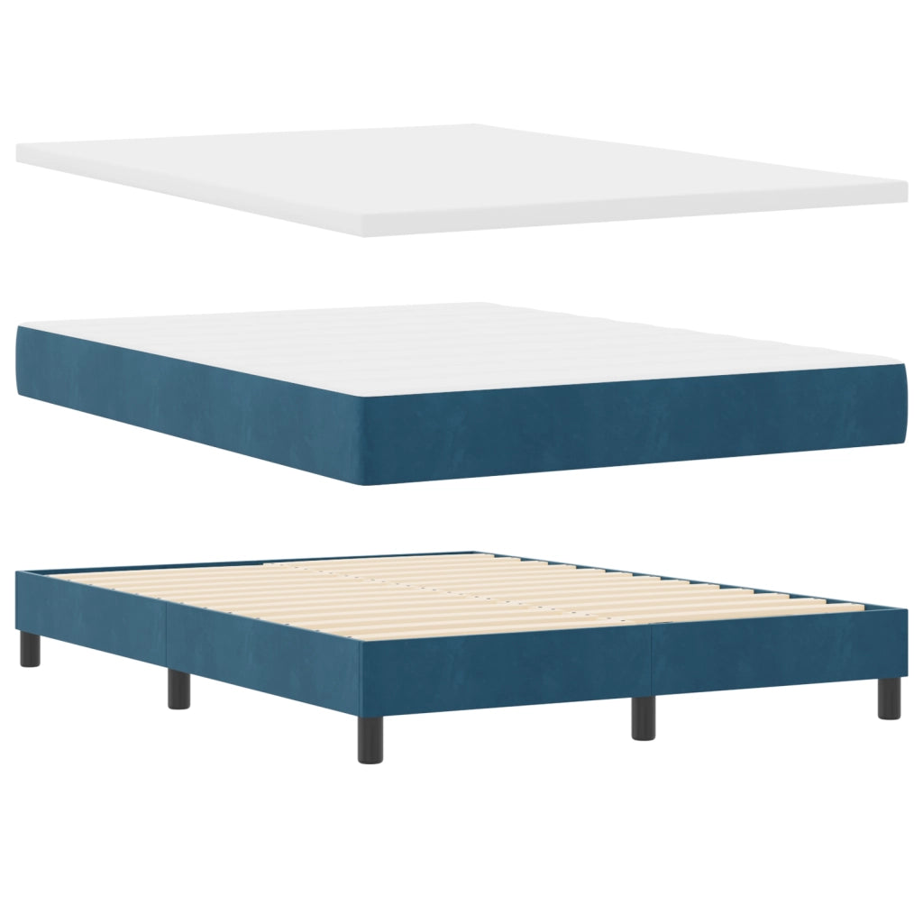 Letto Box Spring con Materasso Blu Scuro 140x190 cm Velluto