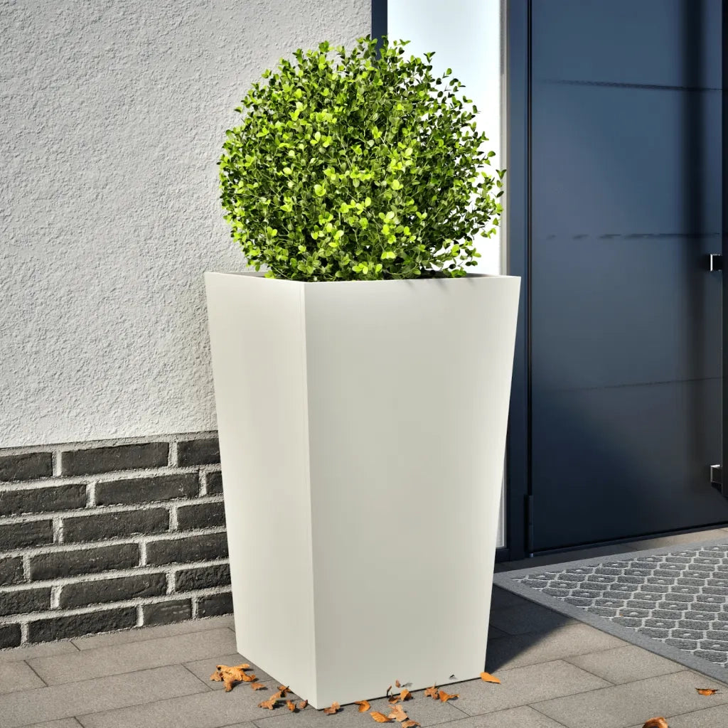 Fioriera da Giardino-Vaso da Esterno Bianca 45x45x75 cm in Acciaio