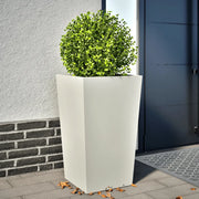 Fioriera da Giardino-Vaso da Esterno Bianca 45x45x75 cm in Acciaio