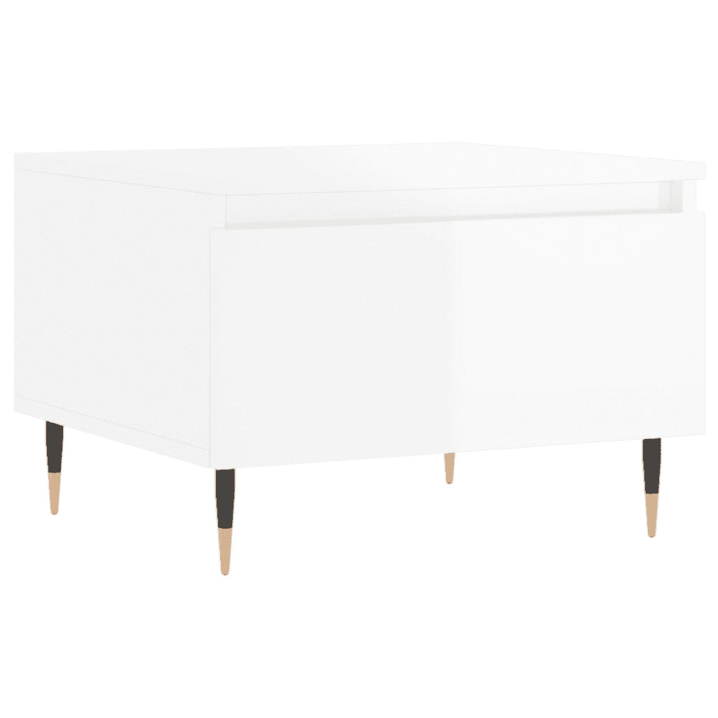 Tavolini Salotto 2pz Bianco Lucido 50x46x35cm Legno Multistrato