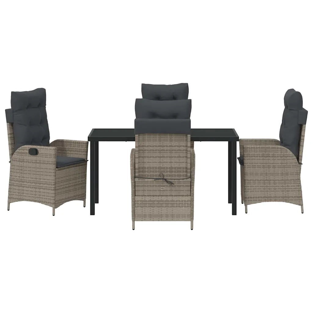 Set da Pranzo per Giardino con cuscino 5 pcs Grigio polyrattan 3380500