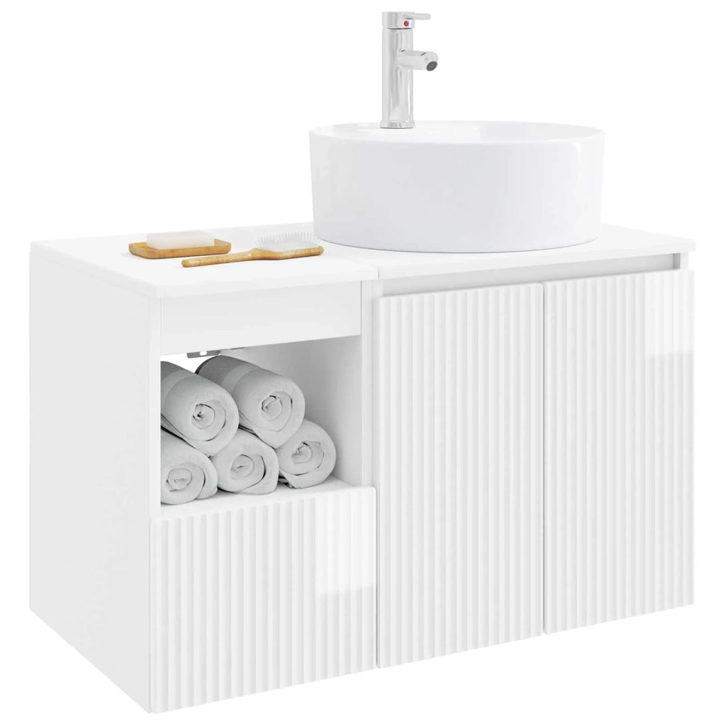 Set di mobili per il bagno 2 pz Bianco Lucido 3404078