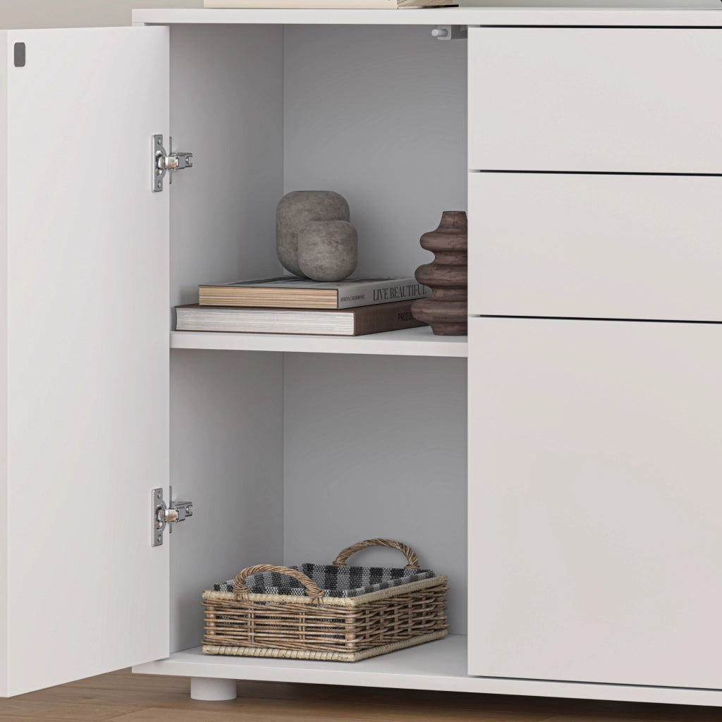 Comò Paarl con 2 Ante e 2 Cassetti 74x79x36 cm - Bianco Opaco [en.casa]